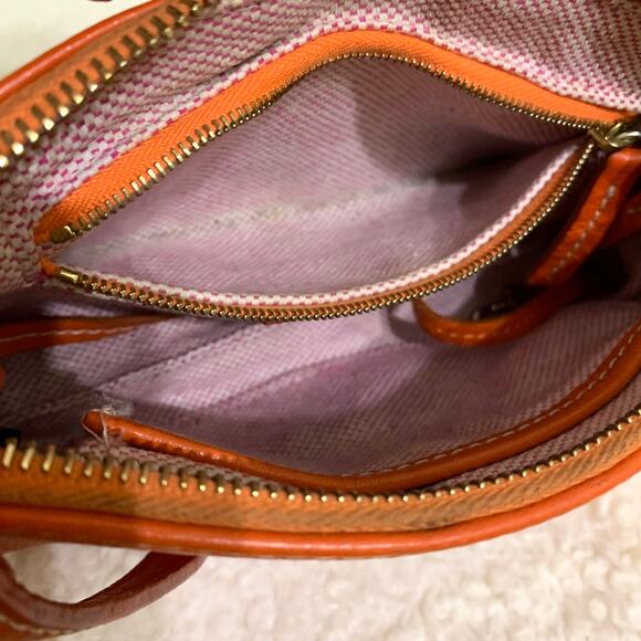 DOONEY & BOURKE Vintage Y2K Orange Pebbled Leather Mini Barrel Bag - Picture 8 of 16